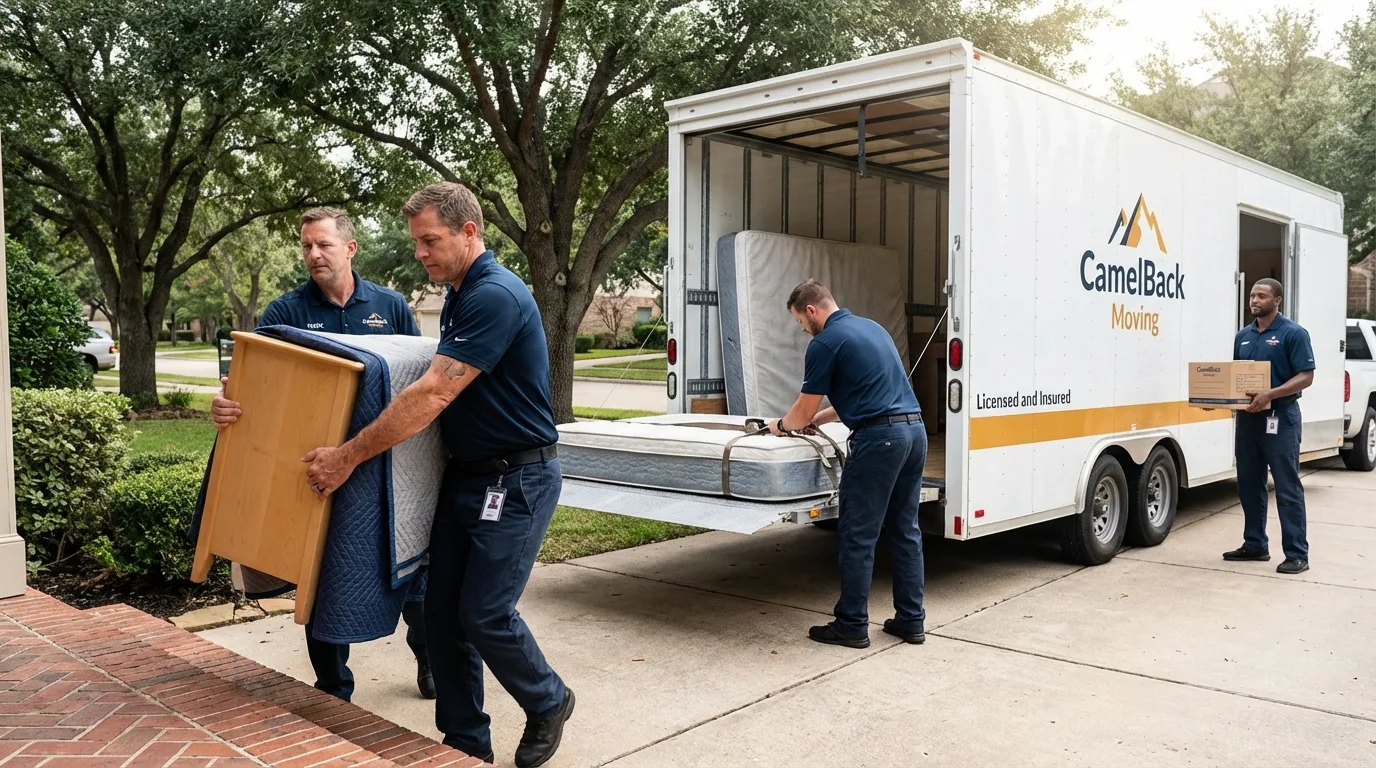 Crew loading residential truck for cross-state move from Barnstead, NH